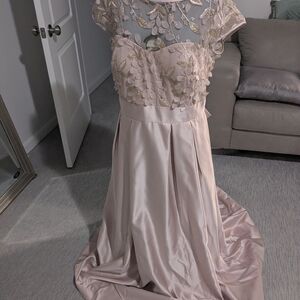 Xscape Blush Pink Dress with Floral Details